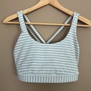 {Lululemon} Energy Bra Sports Bra in Classic Stripe White Silver Fox - Womens 10